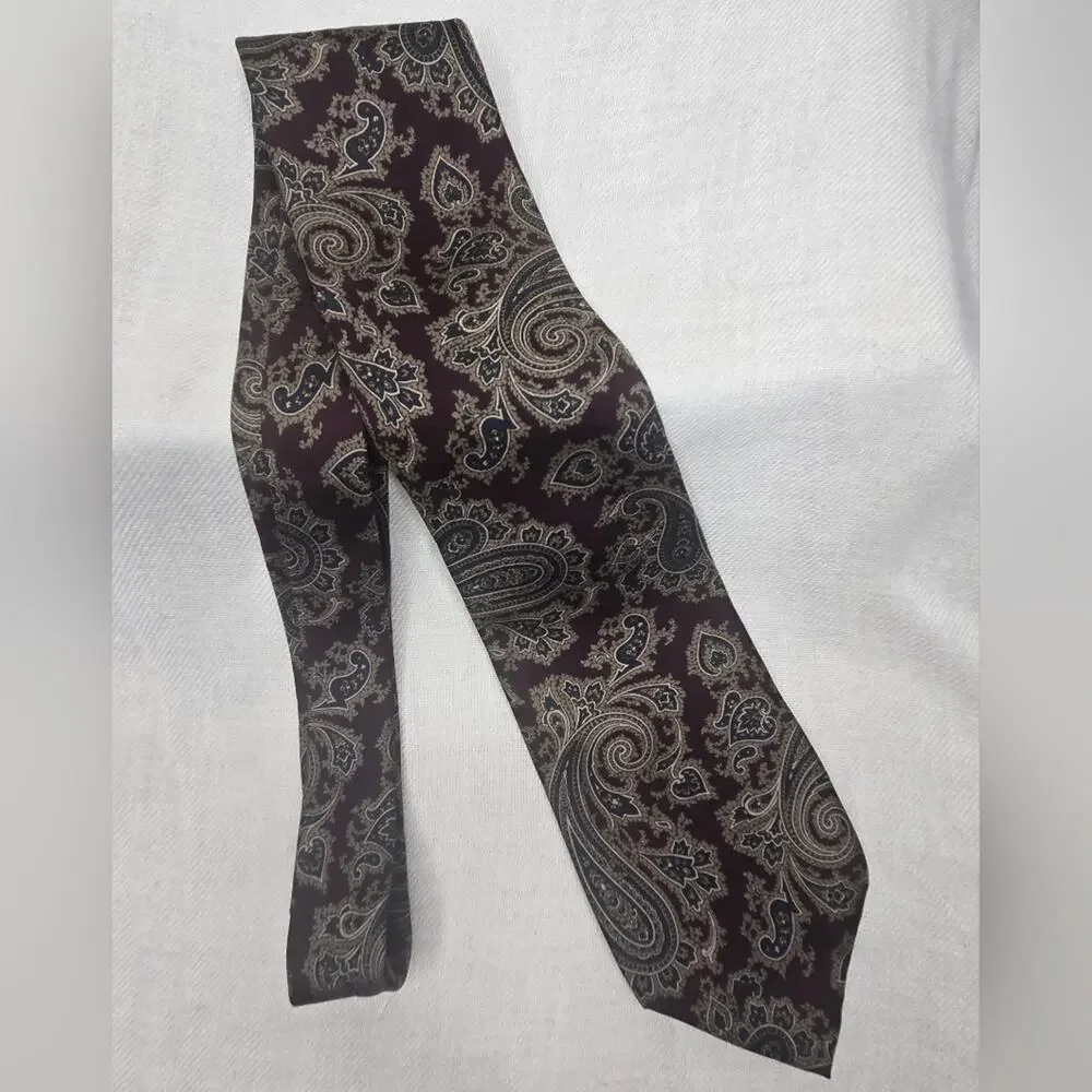 BERT PULITZER Burgundy Paisley Patterned Mens Tie